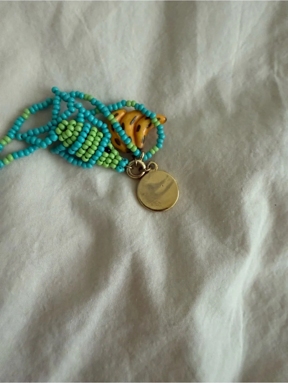 FARM Rio Turquoise, Lime Green & Yellow Beaded Necklace with Banana Charm